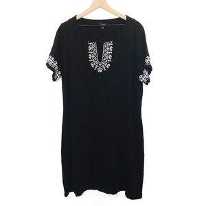 Talbots Embroidered Black Shift Dress Size 2X